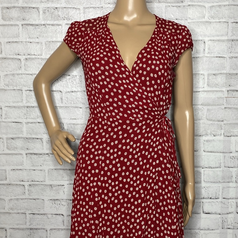Reformation Red floral wrap Midi Dress - Picture 7 of 10